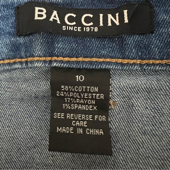 VTG Y2K Baccini Denim Maxi Skirt Sz 10 Button Front Straight Patch Pocket Preppy - Picture 4 of 5